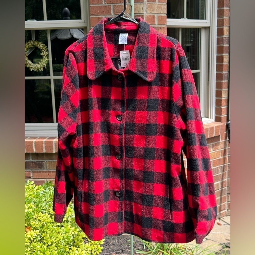 New~XXL~Women’s~Lined~Button Up~Buffalo Jacket~2 Pockets~TC